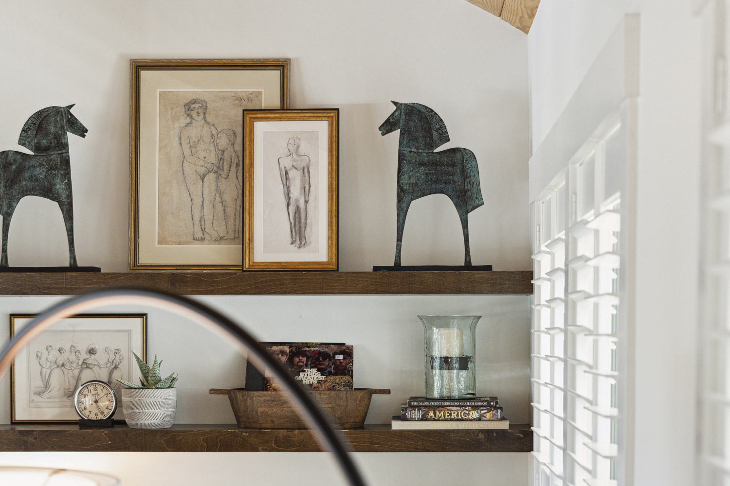 Illustrations and shelving decor